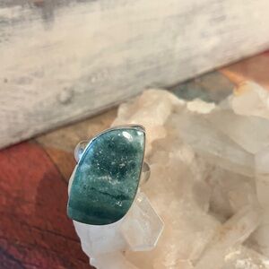 Moss agate gem Stone Silver Ring